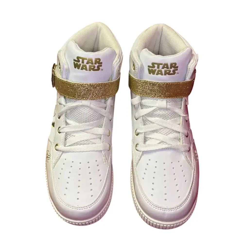 NWT Star Wars REY White Gold Hi Top Skechers Sneakers Athletic Shoes Size 6M 8W